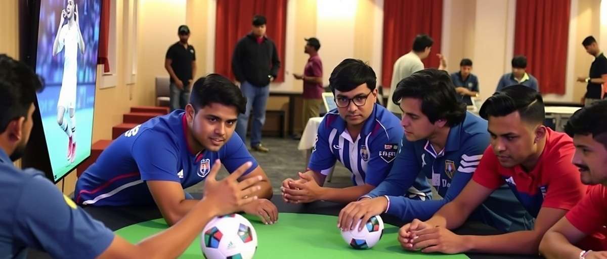 Indian youth playing FIFA 15 and discussing football tactics